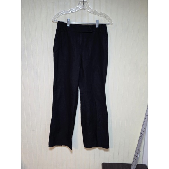 Liz Claiborne Pants Womens Petite 2R Black Audra Wide Leg Linen Blend Dressy - Picture 1 of 8